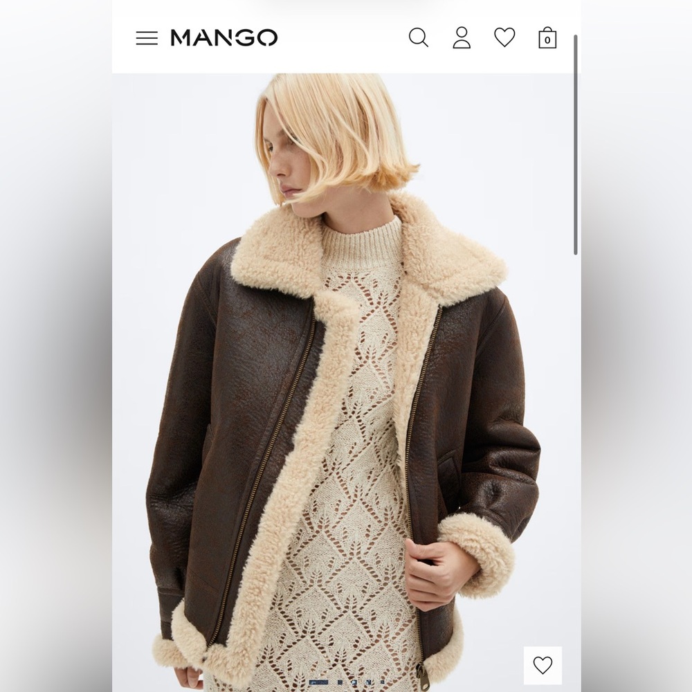 Sold out viral MANGO leather bomber jacket.